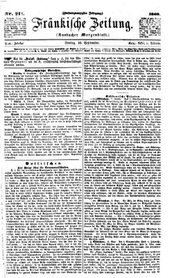 Fränkische Zeitung (Ansbacher Morgenblatt) Freitag 10. September 1869