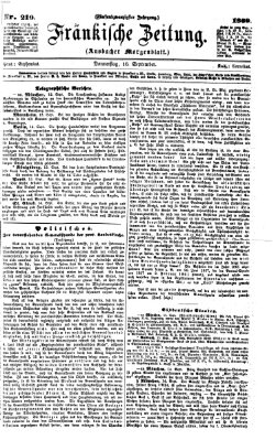 Fränkische Zeitung (Ansbacher Morgenblatt) Donnerstag 16. September 1869