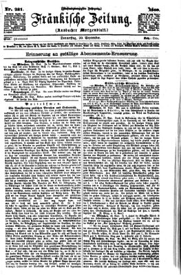 Fränkische Zeitung (Ansbacher Morgenblatt) Donnerstag 30. September 1869