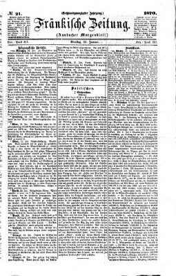 Fränkische Zeitung (Ansbacher Morgenblatt) Dienstag 25. Januar 1870