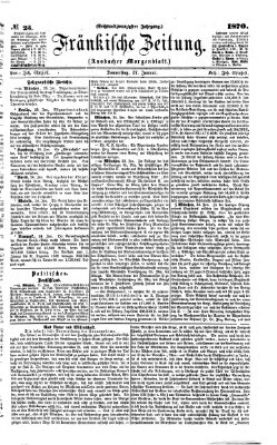 Fränkische Zeitung (Ansbacher Morgenblatt) Donnerstag 27. Januar 1870