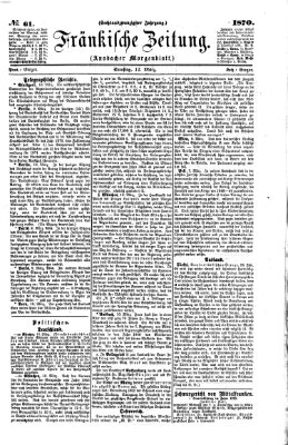 Fränkische Zeitung (Ansbacher Morgenblatt) Samstag 12. März 1870