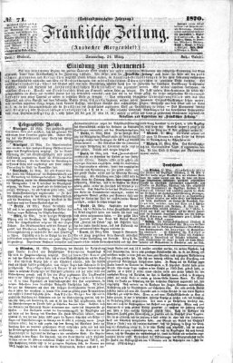 Fränkische Zeitung (Ansbacher Morgenblatt) Donnerstag 24. März 1870