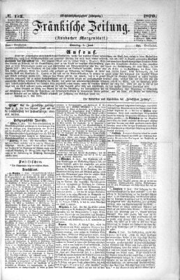 Fränkische Zeitung (Ansbacher Morgenblatt) Sonntag 5. Juni 1870