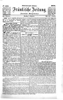 Fränkische Zeitung (Ansbacher Morgenblatt) Samstag 3. September 1870