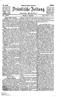 Fränkische Zeitung (Ansbacher Morgenblatt) Samstag 10. September 1870