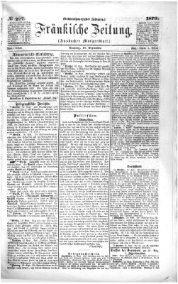 Fränkische Zeitung (Ansbacher Morgenblatt) Sonntag 18. September 1870