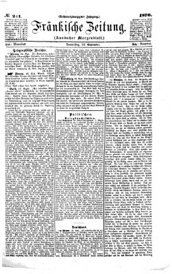 Fränkische Zeitung (Ansbacher Morgenblatt) Donnerstag 22. September 1870