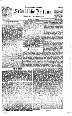 Fränkische Zeitung (Ansbacher Morgenblatt) Samstag 1. Oktober 1870