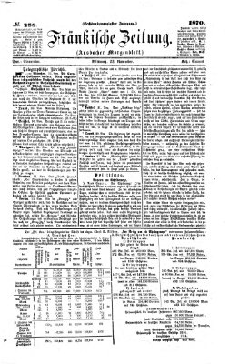 Fränkische Zeitung (Ansbacher Morgenblatt) Mittwoch 23. November 1870
