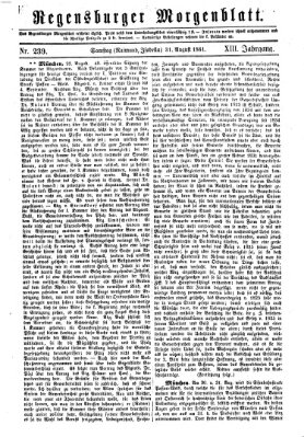 Regensburger Morgenblatt Samstag 31. August 1861