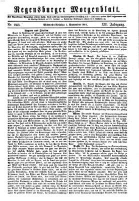 Regensburger Morgenblatt Mittwoch 4. September 1861