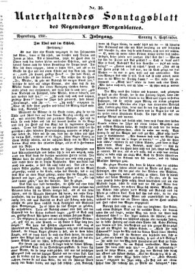 Regensburger Morgenblatt. Unterhaltendes Sonntagsblatt des Regensburger Morgenblattes (Regensburger Morgenblatt) Sonntag 8. September 1861