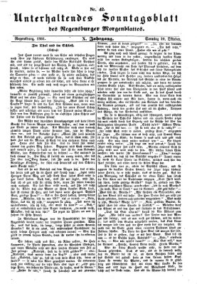 Regensburger Morgenblatt. Unterhaltendes Sonntagsblatt des Regensburger Morgenblattes (Regensburger Morgenblatt) Sonntag 20. Oktober 1861