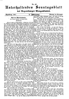 Regensburger Morgenblatt. Unterhaltendes Sonntagsblatt des Regensburger Morgenblattes (Regensburger Morgenblatt) Sonntag 24. November 1861