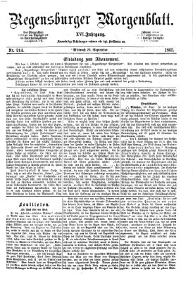 Regensburger Morgenblatt Mittwoch 23. September 1863