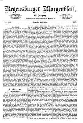 Regensburger Morgenblatt Donnerstag 15. Oktober 1863