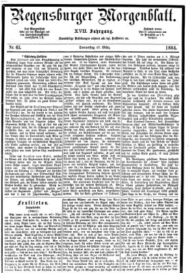 Regensburger Morgenblatt Donnerstag 17. März 1864