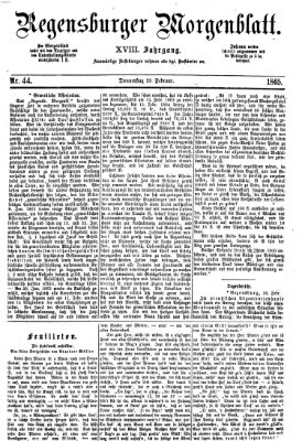 Regensburger Morgenblatt Donnerstag 23. Februar 1865