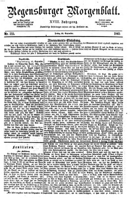 Regensburger Morgenblatt Freitag 22. September 1865