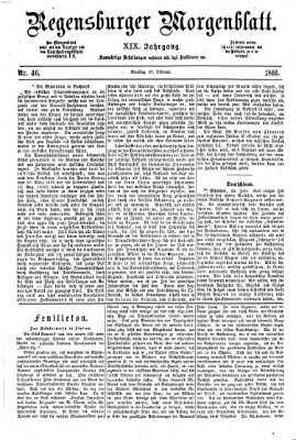 Regensburger Morgenblatt Dienstag 27. Februar 1866