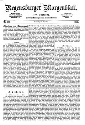 Regensburger Morgenblatt Donnerstag 20. September 1866