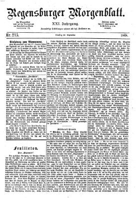 Regensburger Morgenblatt Dienstag 22. September 1868