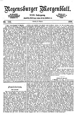 Regensburger Morgenblatt Samstag 28. August 1869