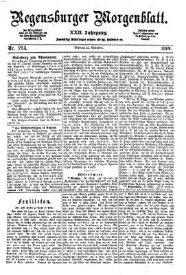 Regensburger Morgenblatt Mittwoch 22. September 1869