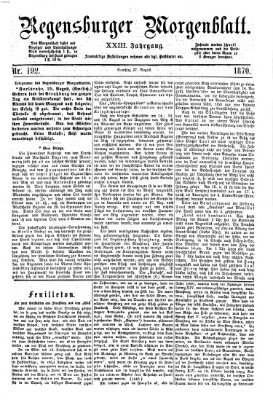 Regensburger Morgenblatt Samstag 27. August 1870