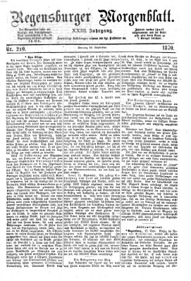 Regensburger Morgenblatt Sonntag 18. September 1870