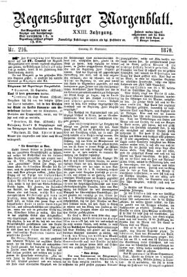 Regensburger Morgenblatt Sonntag 25. September 1870