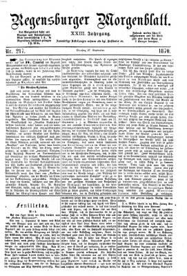 Regensburger Morgenblatt Dienstag 27. September 1870