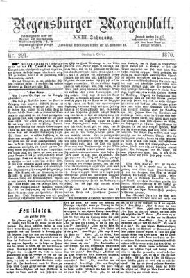 Regensburger Morgenblatt Samstag 1. Oktober 1870