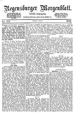 Regensburger Morgenblatt Sonntag 2. Oktober 1870