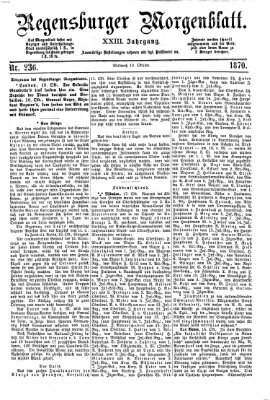 Regensburger Morgenblatt Mittwoch 19. Oktober 1870