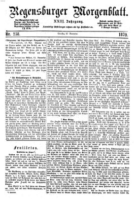 Regensburger Morgenblatt Dienstag 15. November 1870