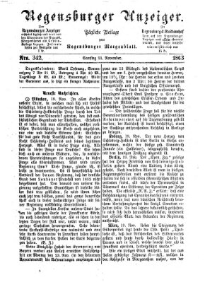 Regensburger Anzeiger Samstag 21. November 1863