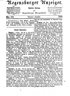 Regensburger Anzeiger Mittwoch 2. Dezember 1863