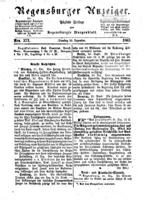 Regensburger Anzeiger Dienstag 22. Dezember 1863