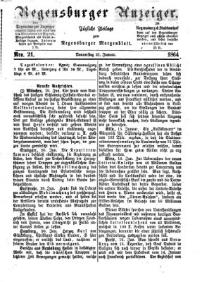 Regensburger Anzeiger Donnerstag 21. Januar 1864