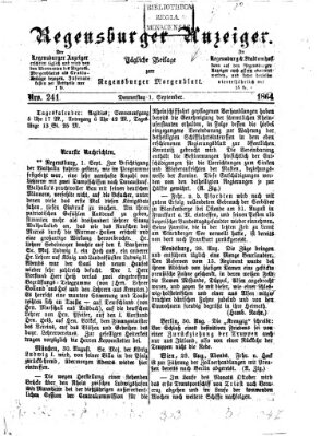 Regensburger Anzeiger Donnerstag 1. September 1864