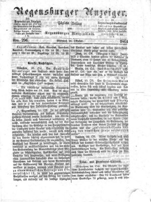 Regensburger Anzeiger Mittwoch 26. Oktober 1864