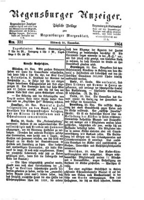 Regensburger Anzeiger Mittwoch 30. November 1864