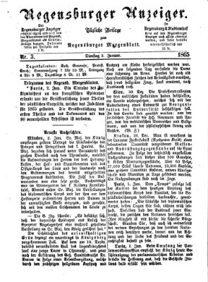 Regensburger Anzeiger Dienstag 3. Januar 1865