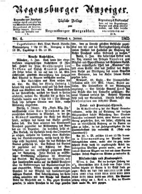 Regensburger Anzeiger Mittwoch 4. Januar 1865