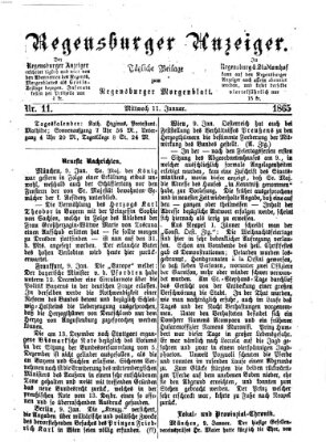 Regensburger Anzeiger Mittwoch 11. Januar 1865