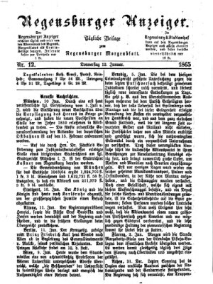 Regensburger Anzeiger Donnerstag 12. Januar 1865