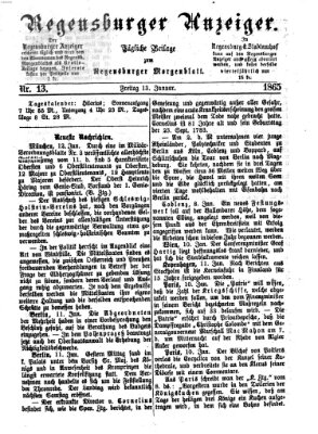 Regensburger Anzeiger Freitag 13. Januar 1865