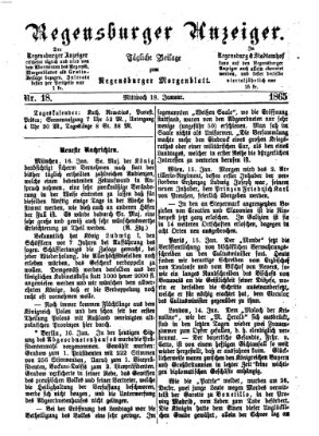 Regensburger Anzeiger Mittwoch 18. Januar 1865